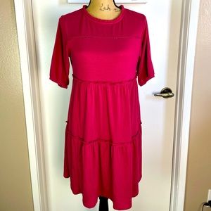 Boho Knox Rose Burgundy Short Sleeve Hippie Small New